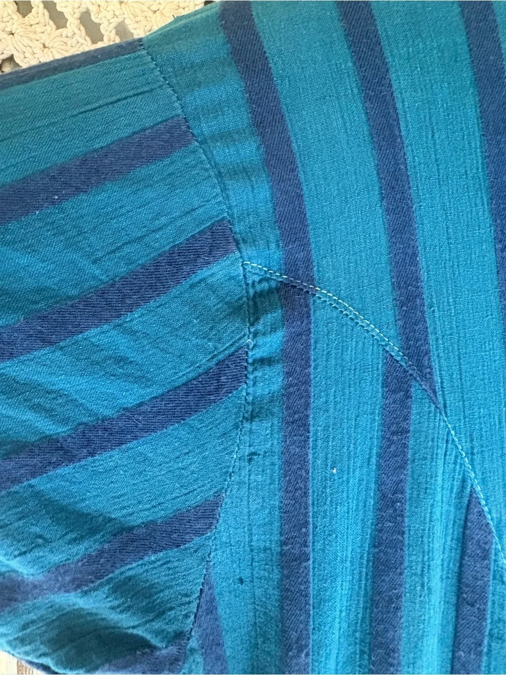 Vintage 90s Blue & Navy Striped Button-Front Dress M/L